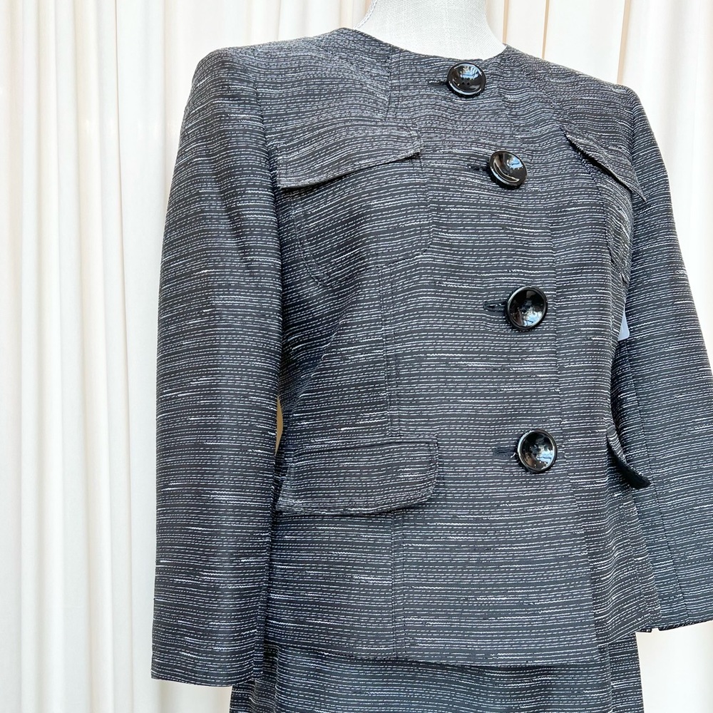 Vintage Black and White Striped Button Up Blazer - Small (6)